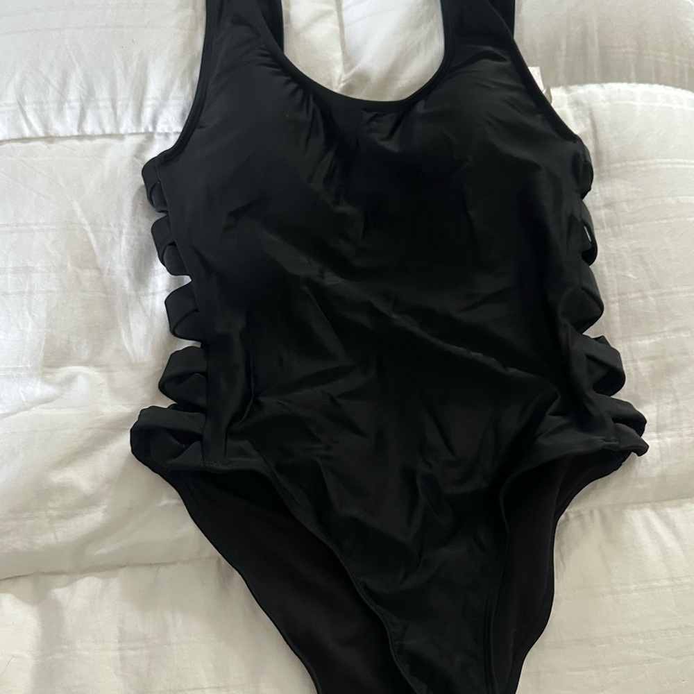 Black One-Piece Swimsuit with Side Cutouts